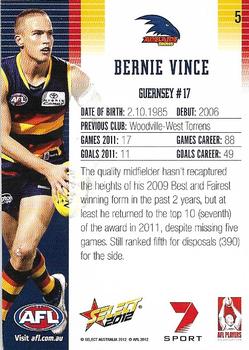 2012 Select AFL Champions #5 Bernie Vince Back